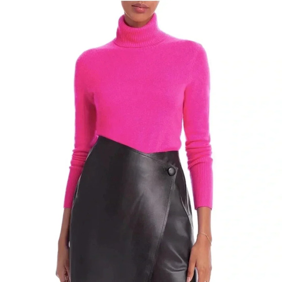 Cashmere collection bright  pink turtleneck sweater - Picture 1 of 14
